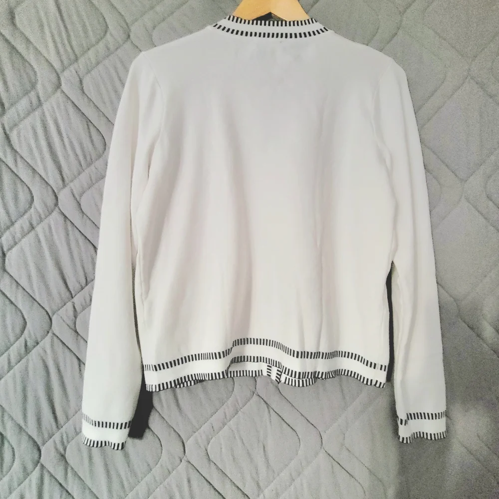 Adrianna Papell Womens White Blazer with Black Stripes Size US M - Picture 2 of 8